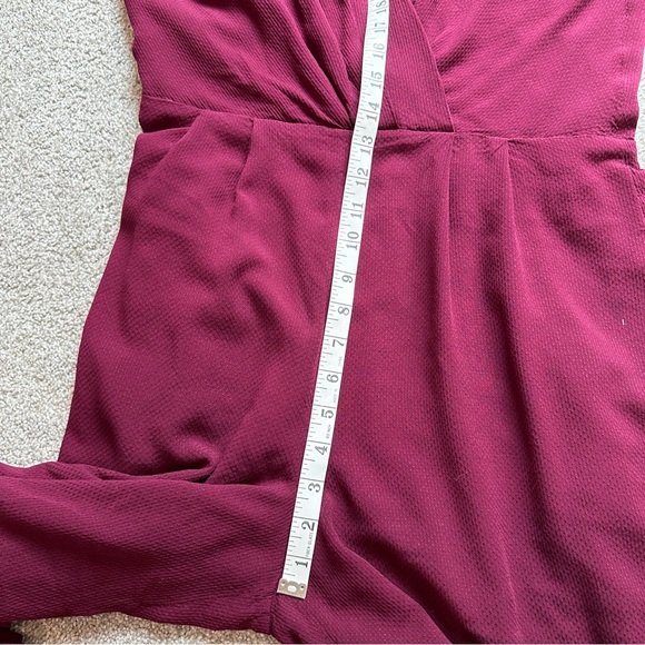 Gal Meets Glam Luella Ruched Shoulder Crop Wide Leg Jumpsuit Oxblood Red Size 8 - Picture 9 of 11